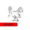 Chinese rooster year calendar animal silhouette isolated on white textured background.